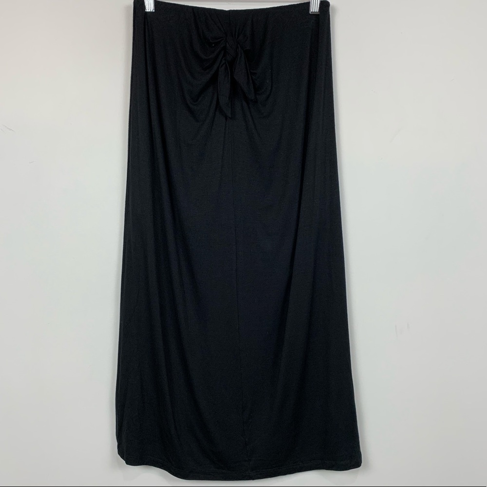NWT Bobeau Tie Front Solid Midi Skirt in Black - Picture 3 of 4
